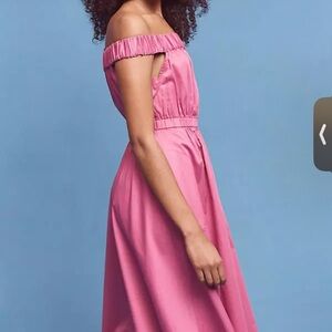 Anthropologie MAEVE Fuschia Mona Off Shoulder Midi Dress